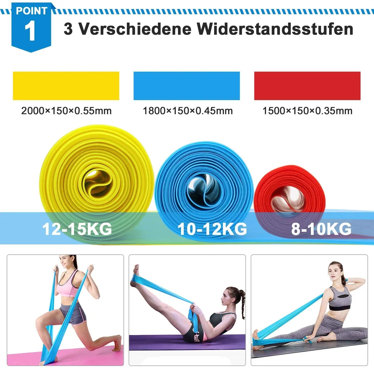 Elastic Fitness Bands 3Pcs